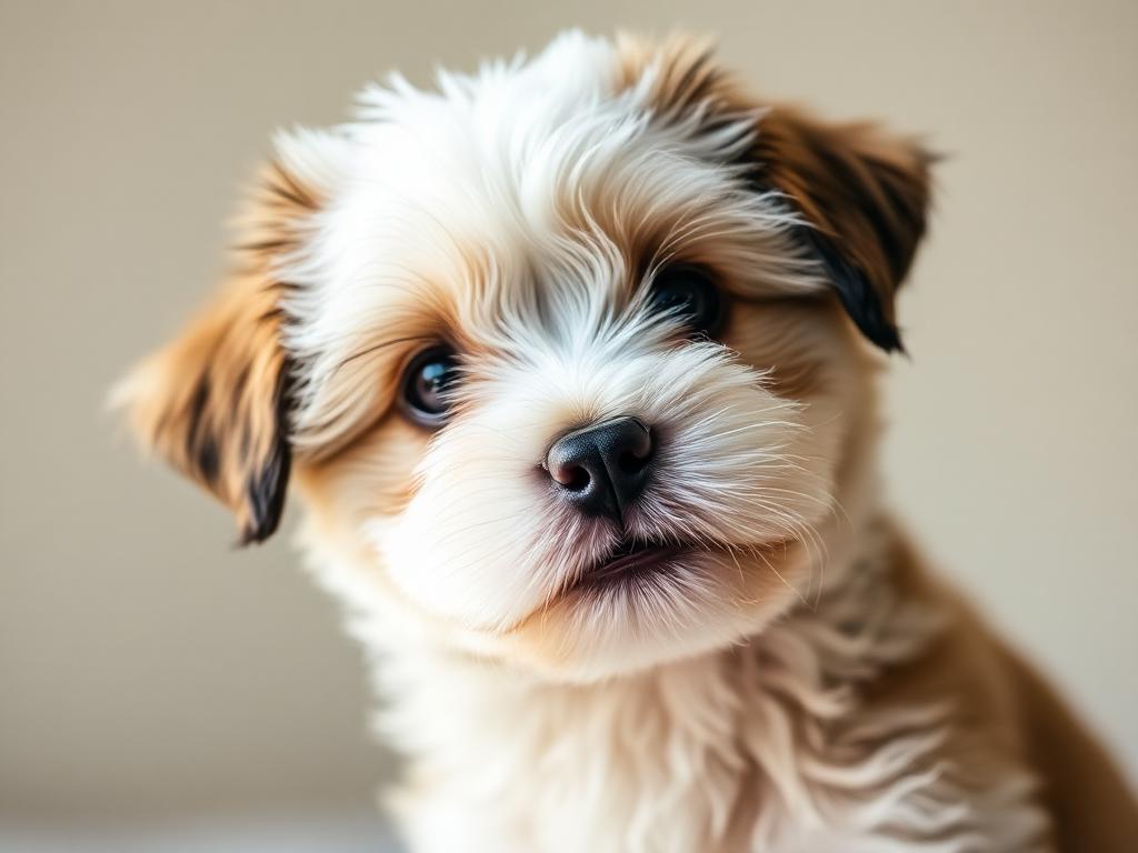 Approved portrait of a fluffy puppy